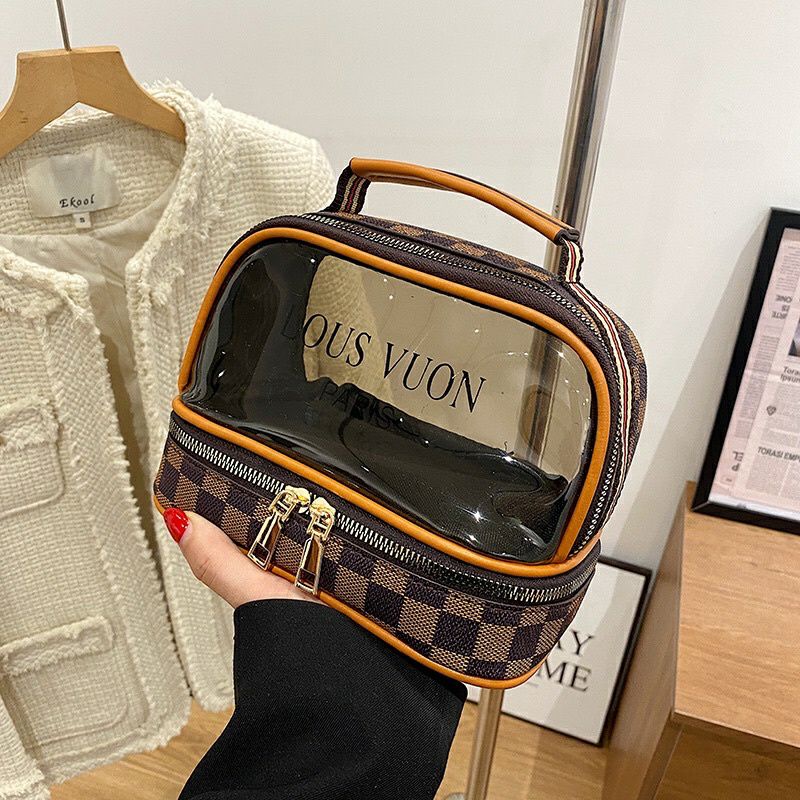 Túi cốp đựng mỹ phẩm 2 tầng đồ trang điểm đồ dùng cá nhân nhỏ gọn tiện lợi