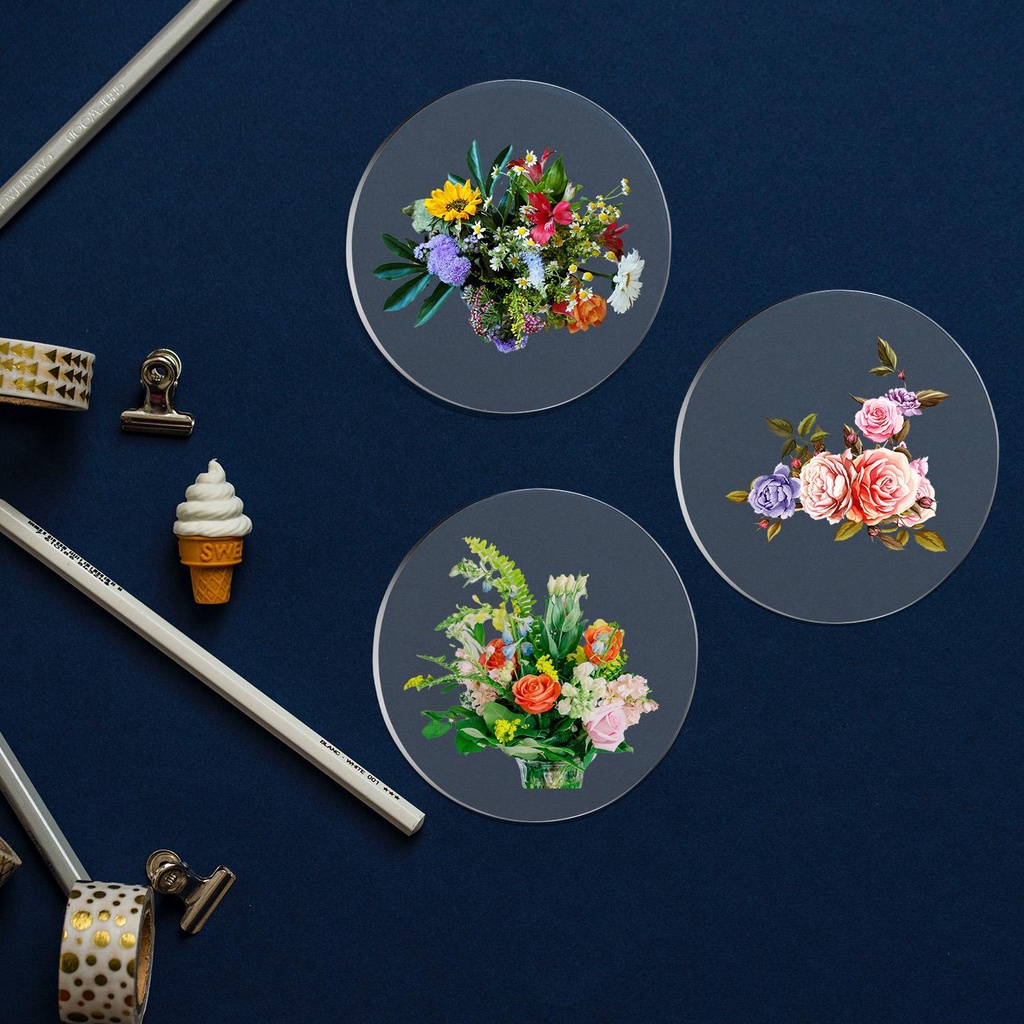 Set 20 Tấm Nhựa Acrylic Trong Suốt Hình Tròn Dùng Làm Đồ Thủ Công