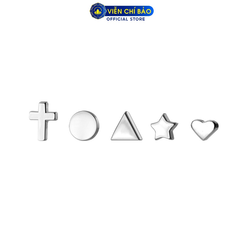 Bông tai bạc nữ trơn nhiều hình chất liệu bạc 925 thời trang phụ kiện trang sức nữ thương hiệu Viễn Chí Bảo B400567