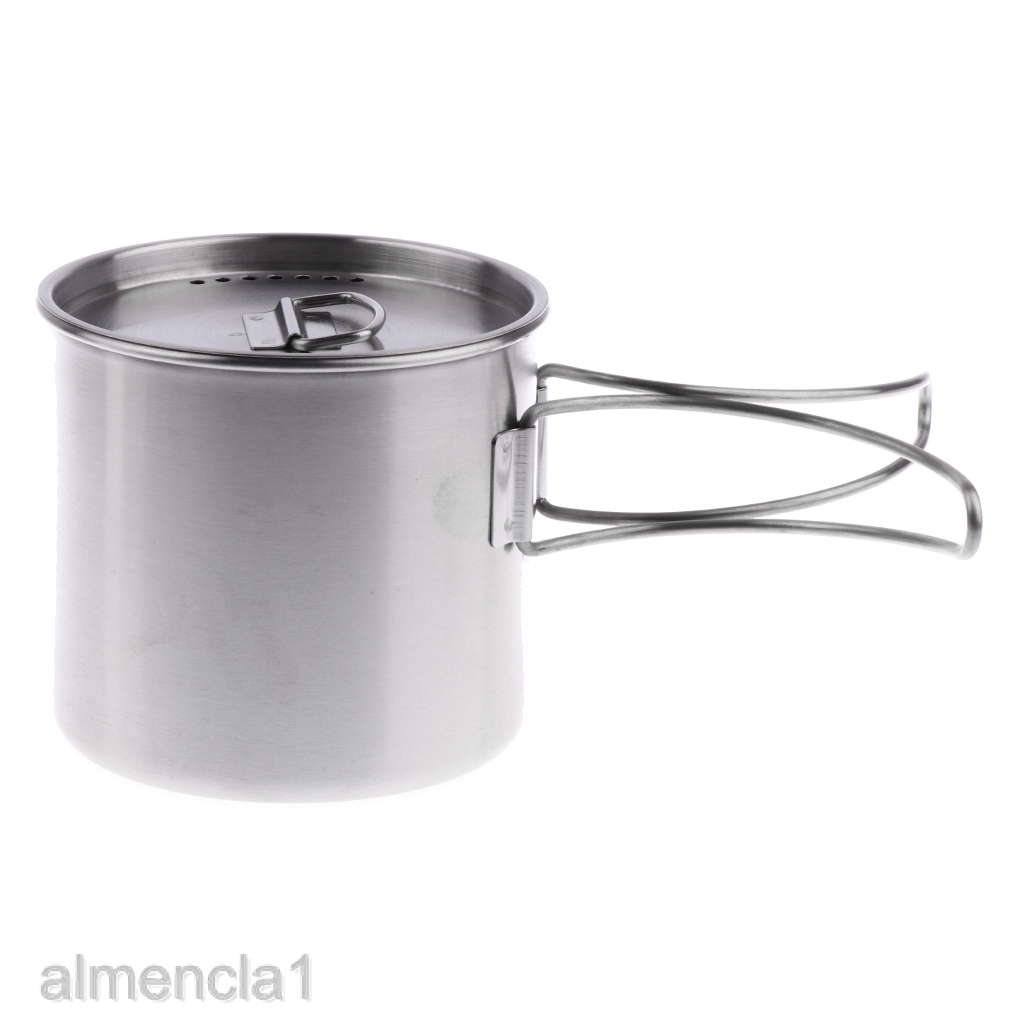 Cốc Nước Inox 500ml Có Tay Cầm Tiện Lợi Đi Cắm Trại