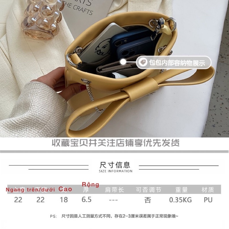 Túi đeo chéo nơ quai xách xích đeo vai kẹp nách to xinh xắn mới 2022