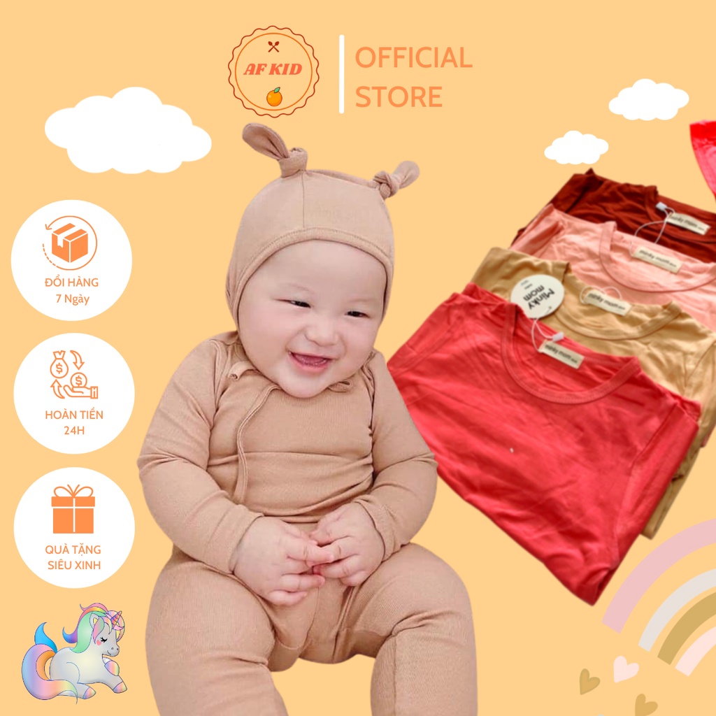 [Rẻ Vô Địch] Bộ Body Minky Mom Dài Tay Cho Bé + Mũ Tai Thỏ Siêu Ấm và