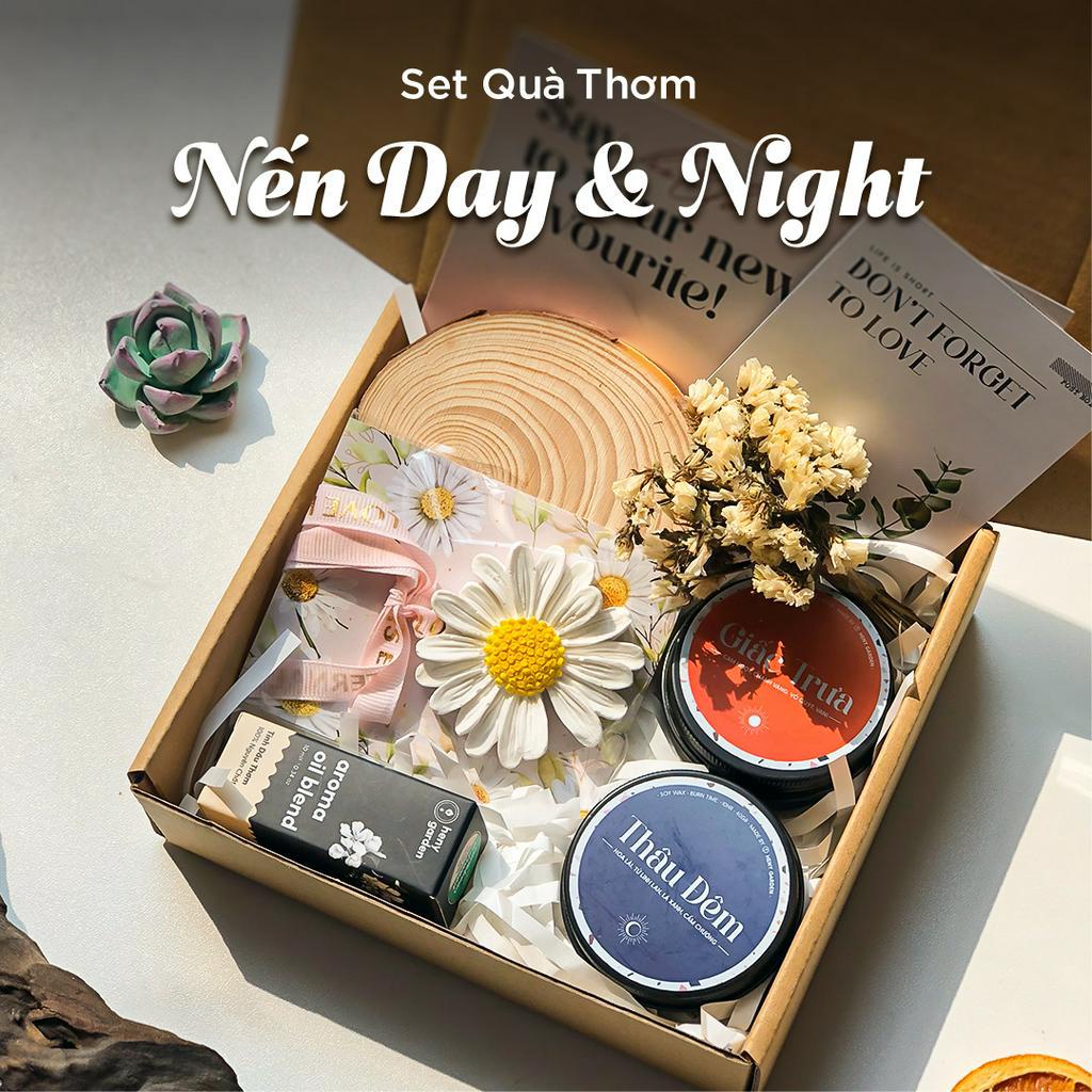 Set Quà Tặng Cho Nữ, Bạn Trai Dịp Sinh Nhật Nến Thơm BST Day & Night HENY GARDEN