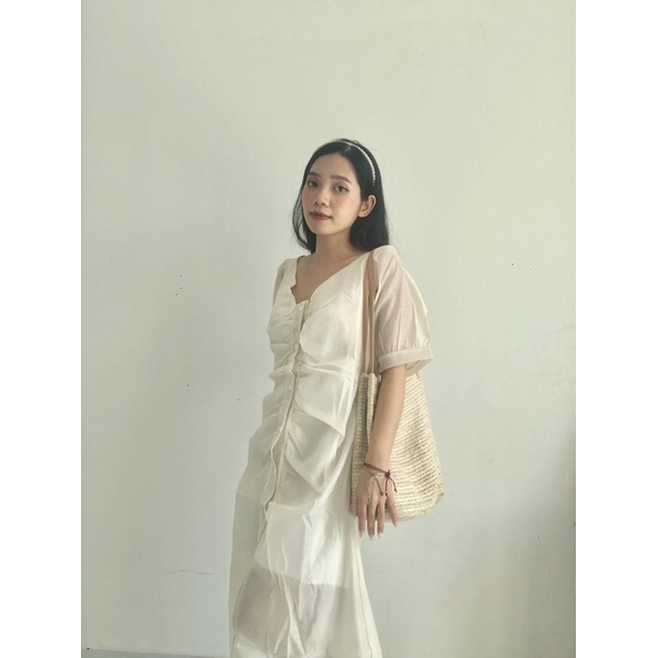 Đầm maxi đi biển, Váy công chúa, váy tơ trắng dáng maxi hè xinh,Váy tơ tay phồng đi biển mặc hè xinh | BigBuy360 - bigbuy360.vn