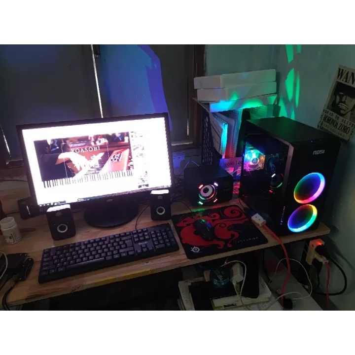 Vỏ case máy tính gaming đẹp rẻ tặng kèm 2,3 fan LED RGB nhiều màu