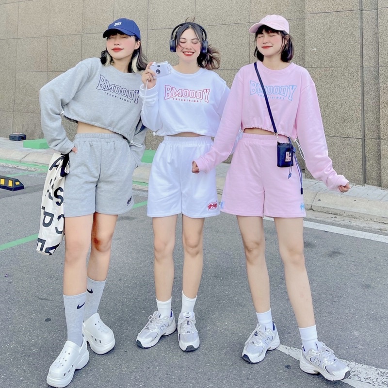 ✨Chính Hãng Brand BMOODY🤟 SET CROP rút dây GOODMOOD (Thêu nổi )