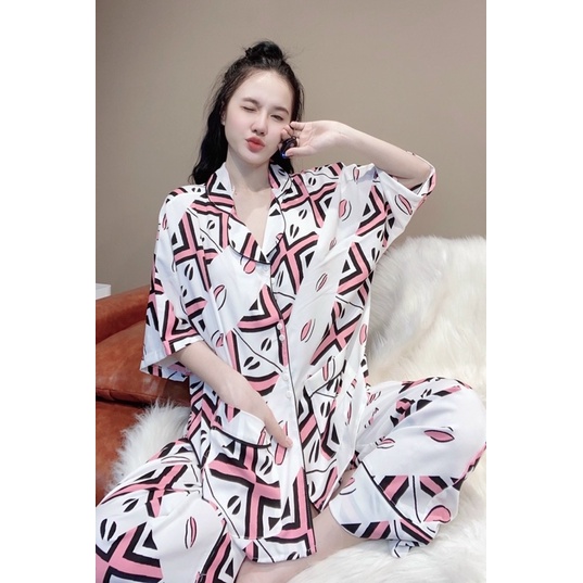 Bộ lụa phối Latin, satin cao cấp có túi quần