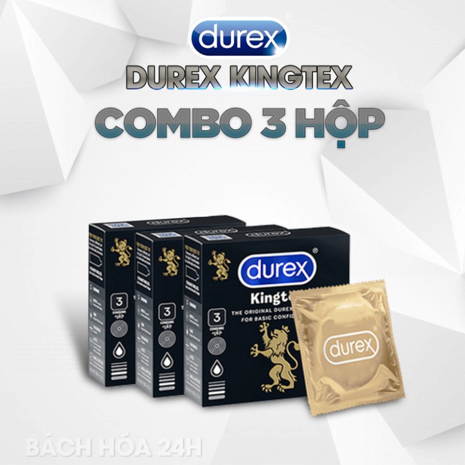 [Durex Chính Hãng] Bao Cao Su Durex Kingtex Hộp 3 Bao - Bcs Siêu Mỏng, Ôm Sát Có Nhiều Gel - Kích Thích Siêu Khoái Cảm