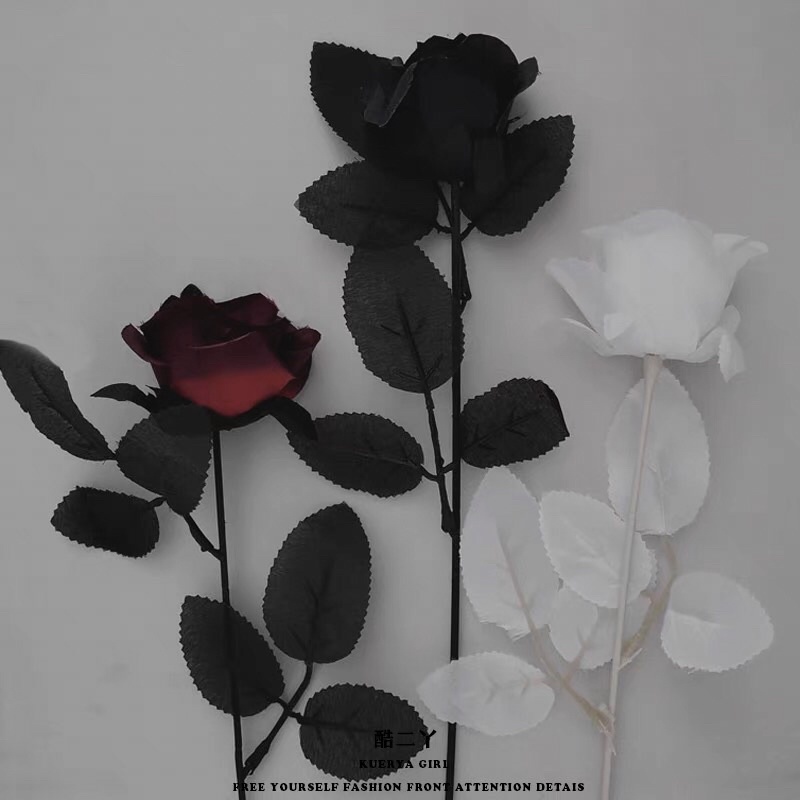 1 bông hoa hồng chất liệu nhựa dùng làm phụ kiện chụp ảnh concept có sẵn size 8x50cm