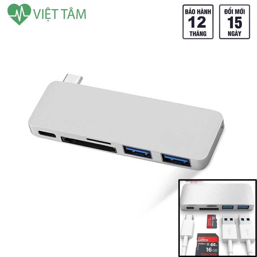 Thiết bị chuyển đổi TYPE C TO USB 3.0 / PD / SD / TF 5 trong 1 cho macbook (bảo hành 12 tháng)