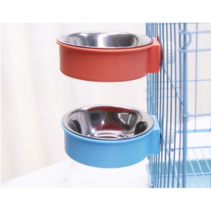 Bát ăn Inox gắn chuồng cho thú cưng❤️Có thể tháo rời