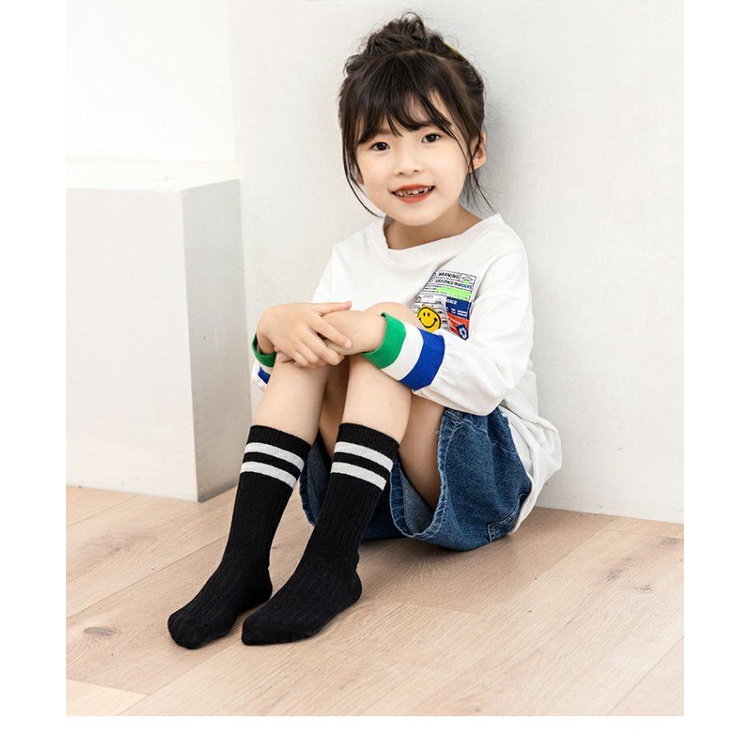 Vớ Cotton Cổ Cao Màu Sắc Trơn Thời Trang Cho Học Sinh