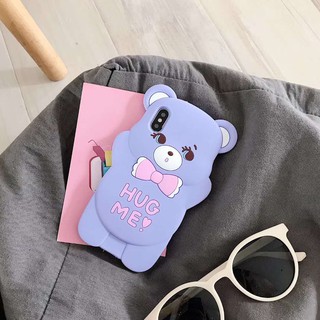 YSW OPPO A3s A12e A12 A5 A9 2020 A7 A5s F9 R15 R17 Bow-Knot Bear 3D Silicon Cartoon Soft Phone Cases Fashion