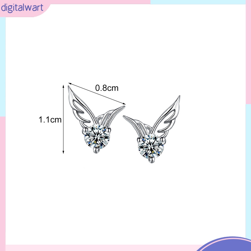 Cặp khuyên tai mạ bạc thiết kế cánh thiên thần đính đá sang trọng cho nữ