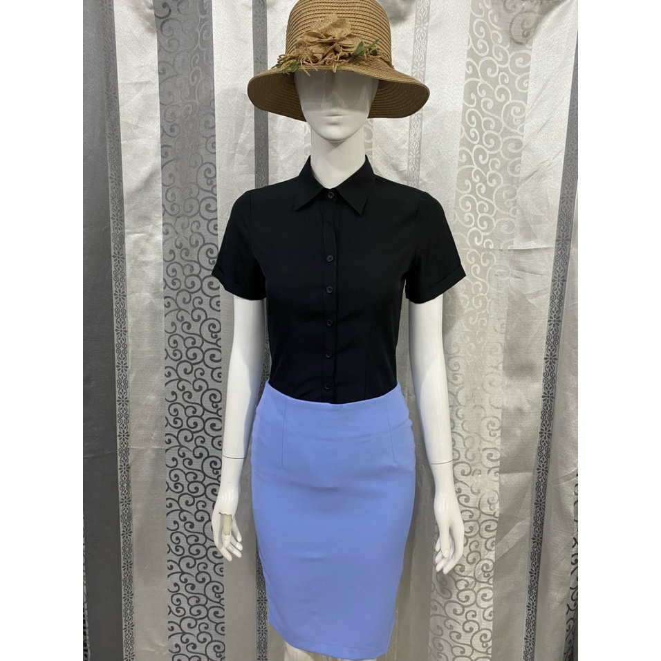 Áo sơ mi nữ tay ngắn HATOP cao cấp vải cotton loại 1 màu đen ASND214