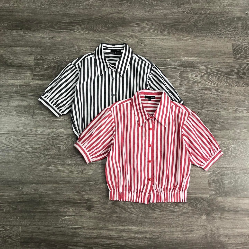 Áo sơ mi nữ MIXXO sọc lưng bo 2 màu KAMI