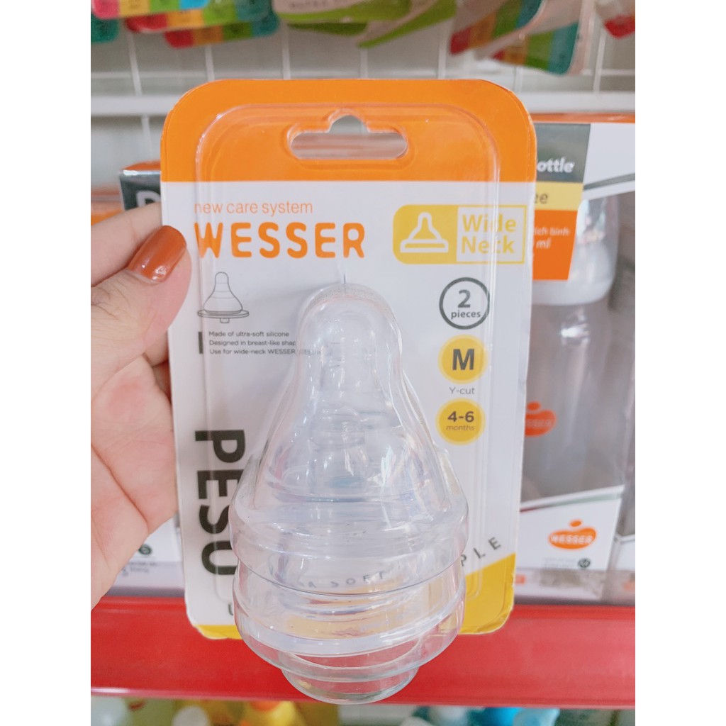 Núm Vú Wesser Cổ Rộng Size Bình PPSU