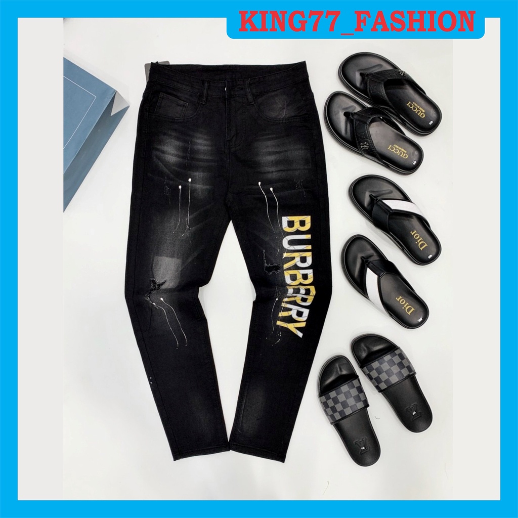 Quần jean nam CAO CẤP loang màu phối họa tiết chữ siêu đẹp cá tính mẫu mới chuẩn shop uy tín KING77_FASHION