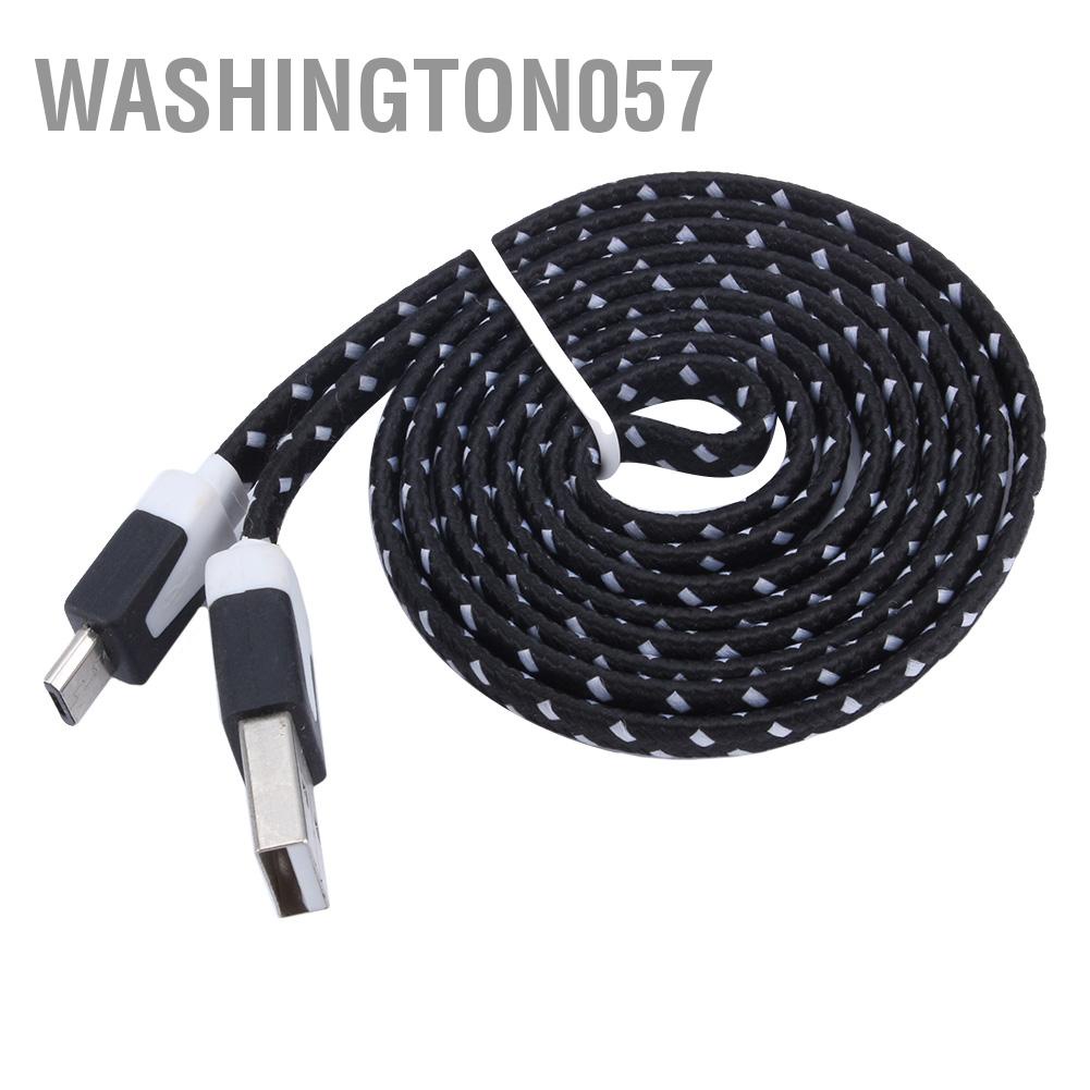 Washington057 1m Fabric Braided Flat Micro USB 2.0 Data Charger Cable For Samsung Galaxy