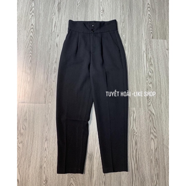 Quần baggy vải cạp cao hack dáng - dài chân