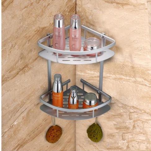 Kệ góc nhà tắm 2 tầng Inox + Tặng búi rủa bát bọt biển SIÊU HOT