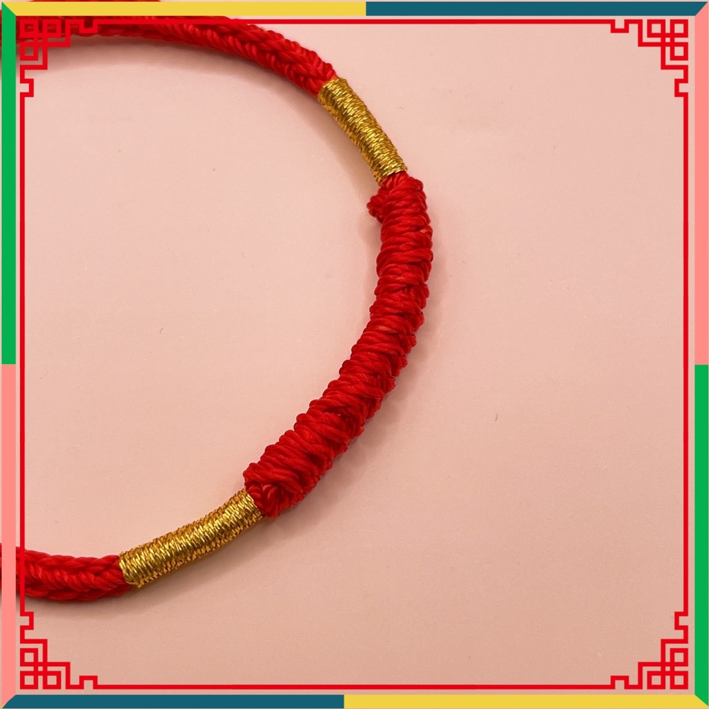 Vòng tay chỉ đỏ may mắn phối chỉ vàng 2 bên kích thước 15cm/16cm/17cm/18cm