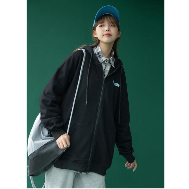 Áo khoác hoodie nữ form rộng có dây kéo 4YOUNG FASHION ubui