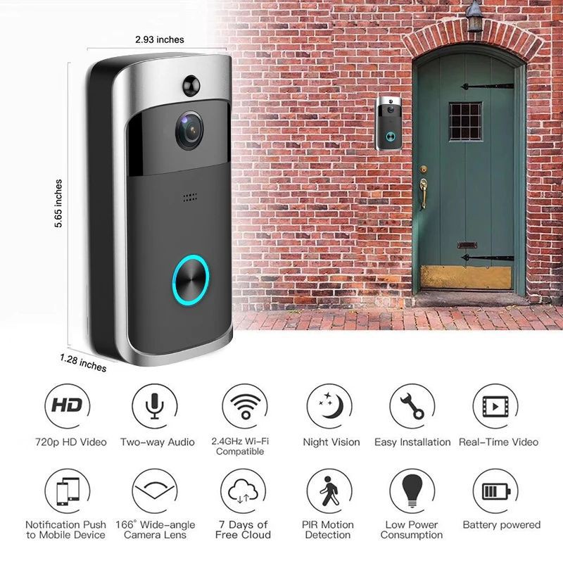 Camera chuông cửa V5 Camera Video Chuông Cửa Thông Minh Không Dây WiFi An Ninh Ghi hình Tầm Nhìn Ban Đêm Liên Lạc Nội Bộ