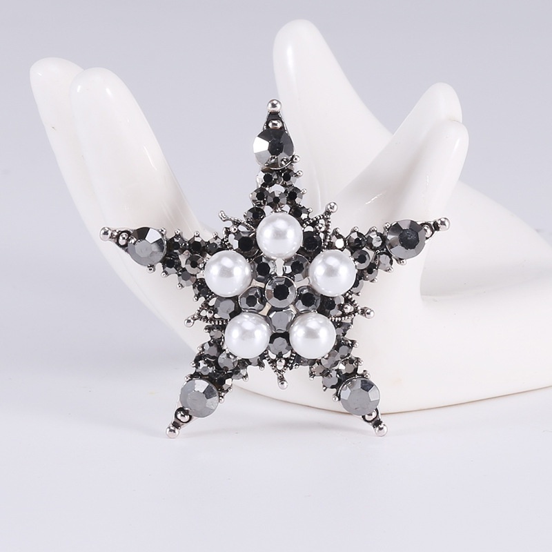 Ghim Cài Áo Hình Ngôi Sao Năm Cánh Đính Đá Ngọc Trai Nhân Tạo Thời Trang