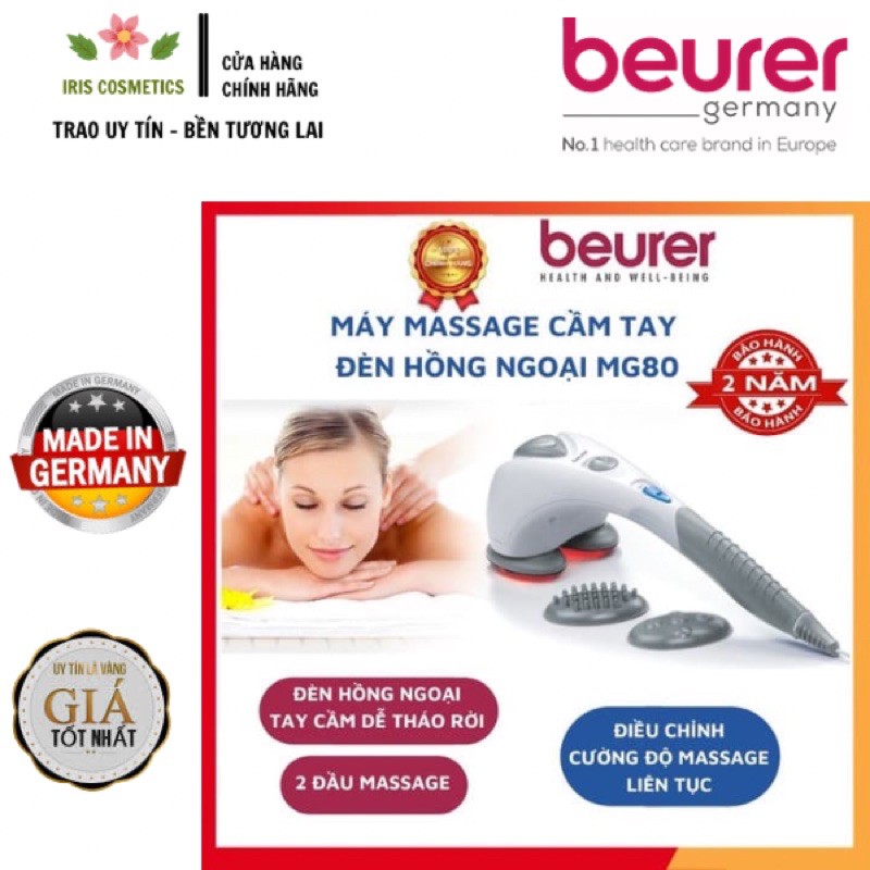 [Chính Hãng][Giá Buôn]Máy massage cầm tay đèn hồng ngoại Beurer MG80, công nghệ tiên tiến với hai đầu rung song song