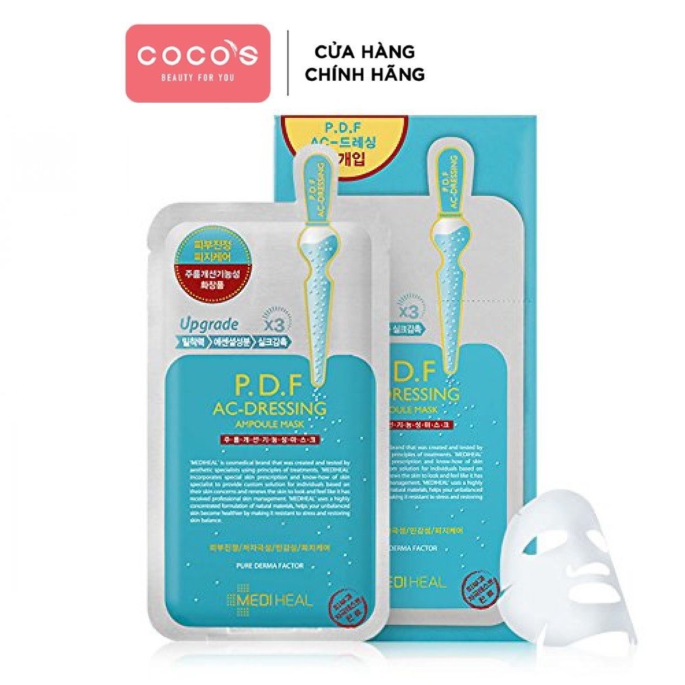 [Mã COSCOCOT3 -8% đơn 250K] Hộp 10 Mặt Nạ Làm Dịu Da Mụn Mediheal P.D.F AC-Dressing Ampoule Mask 25ml x [10 - P.D.F]