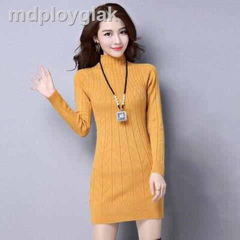 2020 autumn and winter new large size mid-length knitted bottoming shirt wild thick sweater women slim slimming dress | BigBuy360 - bigbuy360.vn