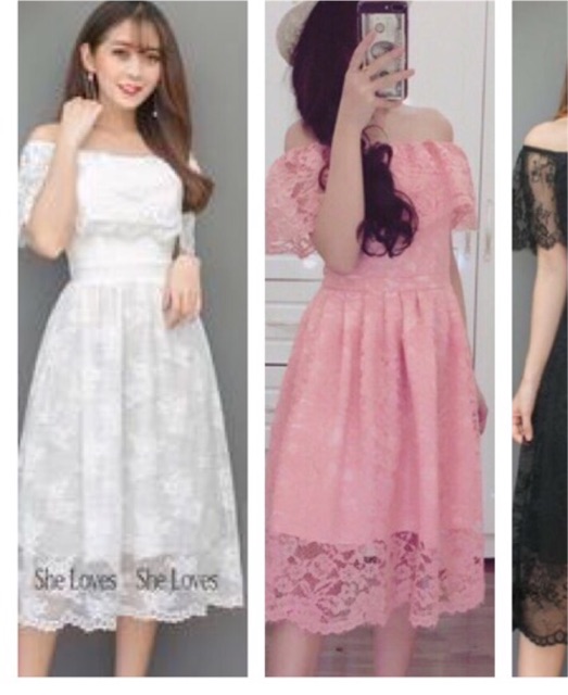 Đầm Bẹp Vai Ren Hoa Hai Lớp Hàng Chuẩn | BigBuy360 - bigbuy360.vn