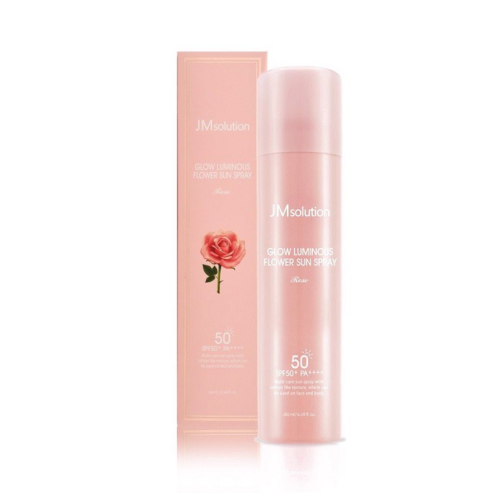 Xịt Chống Nắng Không Nâng Tone Da Hoa Hồng JM Solution Glow Luminous Sun Spray 180ml