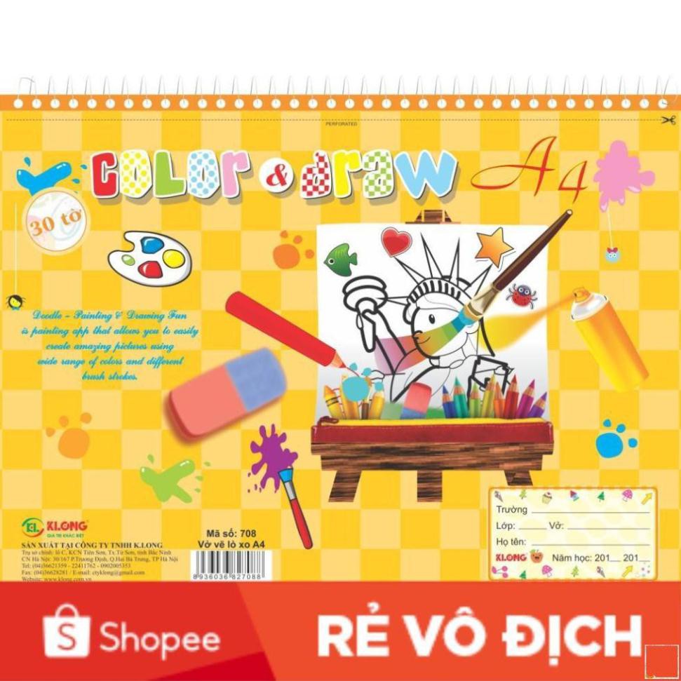 Vở vẽ KLONG lò xo xé A4. 30 tờ 100/84; MS: 708 []