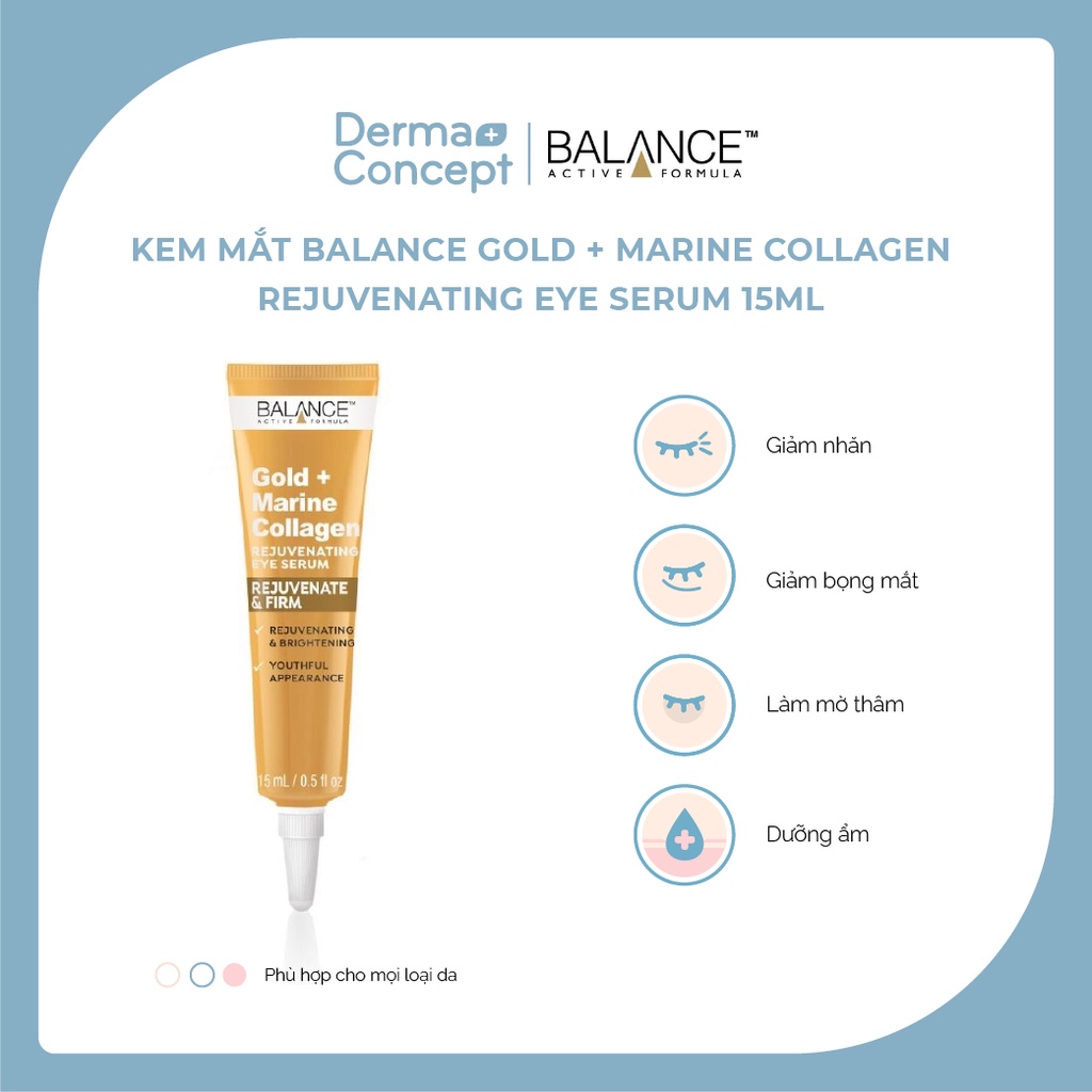 Kem mắt chống lão hóa Balance Gold + Marine Collagen Rejuvenating Eye Serum 15ml [NHẬP KHẨU CHÍNH HÃNG 100%]