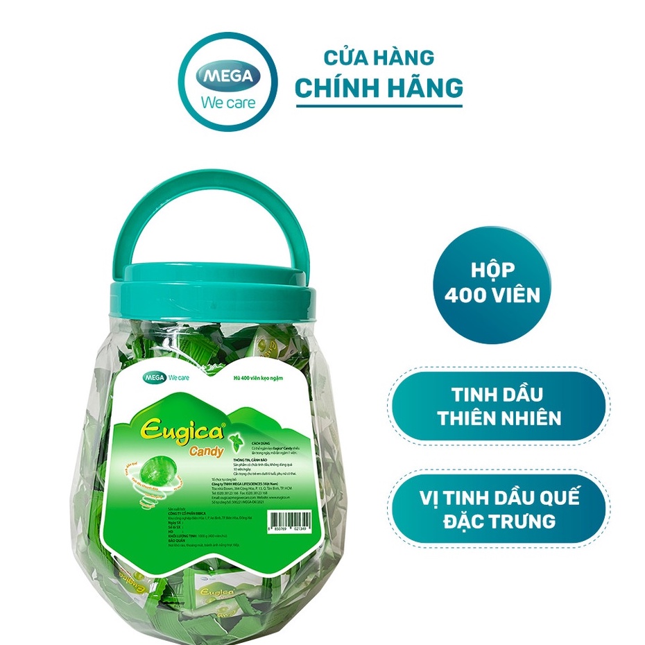 [CHÍNH HÃNG] - EUGICA CANDY (Hũ/400 Viên) - Kẹo Ngậm Thảo Dược Giảm Ho, Rát Họng