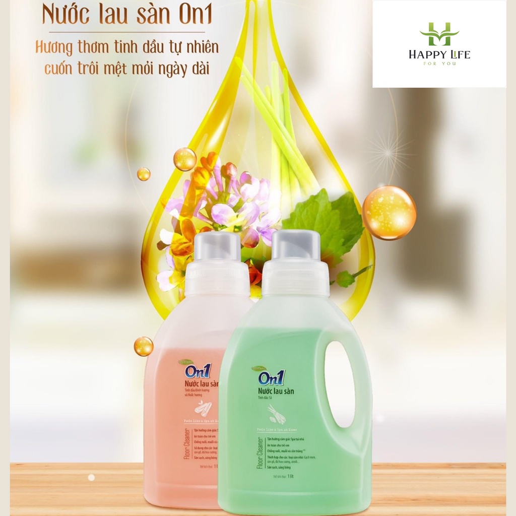 Nước lau sàn Lix, nước lau nhà On1 tinh dầu sả 2.7L, đuổi muỗi, diệt khuẩn, khử mùi - Happy Life 4U