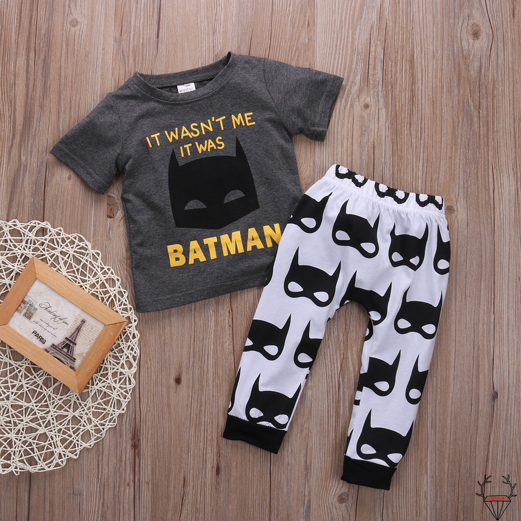 Áo thun và quần dài cho bé phong cách Batman