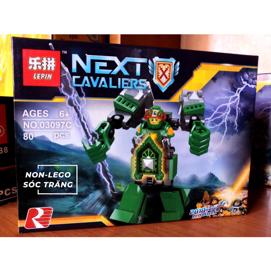Non lego Lepin 03097 Nexo Knights Đồ chơi lắp ráp xếp mô hình minigures xe robot mech Clay Axl Aaron Jestro