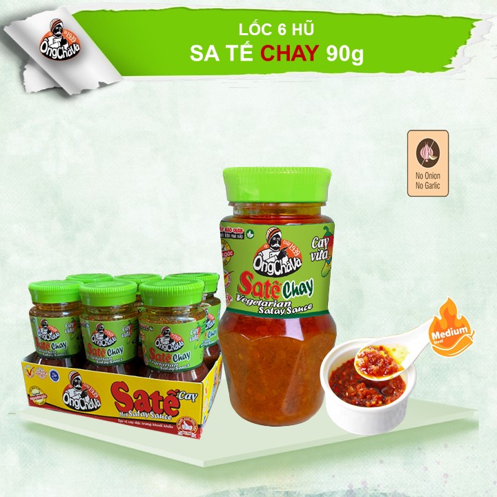 Lốc 6 hũ Sa Tế Chay Ông Chà Và 90gr - Cay vừa ( Vegatarian Satay Sauce)