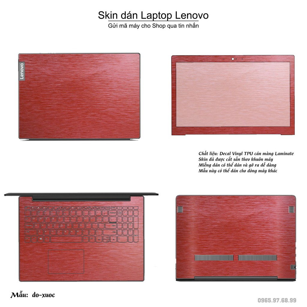 Skin dán Laptop Lenovo màu đỏ xước (inbox mã máy cho Shop)