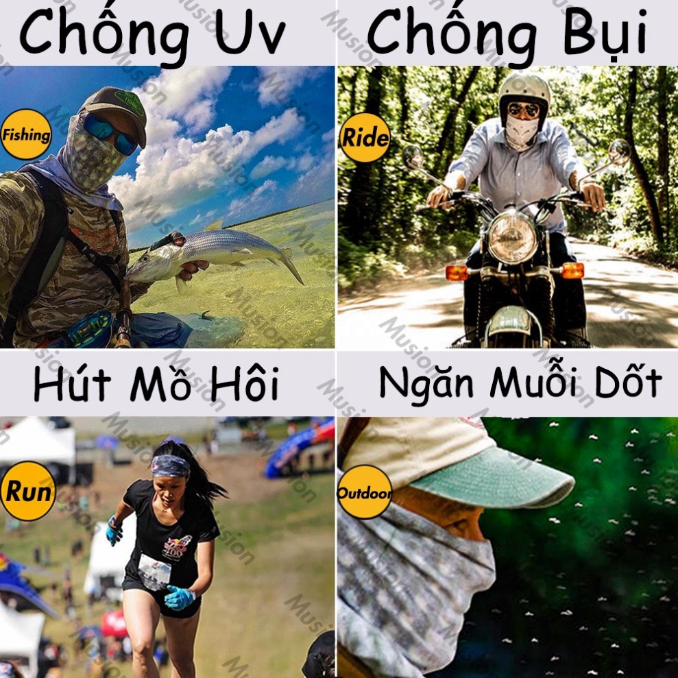 - Khăn ống BANDANA buộc tóc trùm - trùm đầu chống bụi - chống nắng - khăn ống đa năng chống uv cao cấp