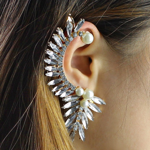 Khuyên tai đính đá và ngọc trai giả thời trang thanh lịch dành cho nữ