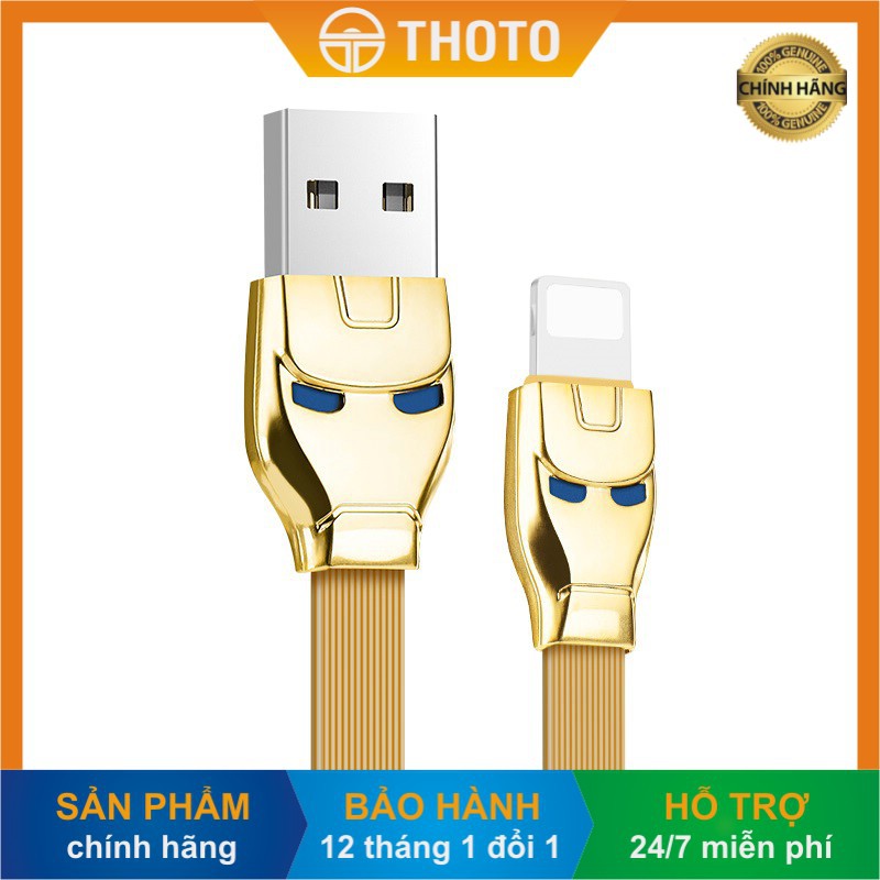 [Thoto Shop] Cáp sạc chính hãng HOCO U14 Steel Man dây dẹt 1,2M có đèn báo LED xanh | USB to Lightning/ Micro/ Type C