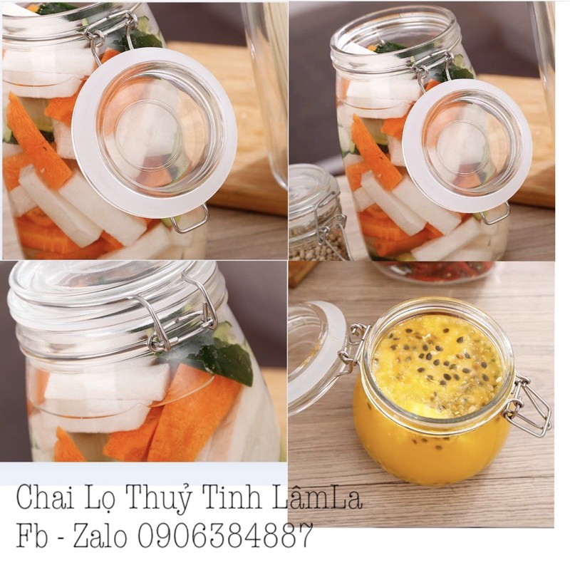Hũ Lọ Thuỷ Tinh Tròn - Vuông Nắp Cài Khoá Inox 2000ml 3000ml | Lọ Thủy Tinh Đựng Gia Vị , Thực Phẩm