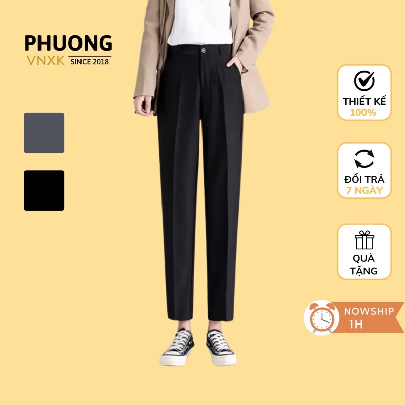 Quần baggy vải nữ ống đứng, cạp cao, đủ size, chất vintex Hàn đẹp