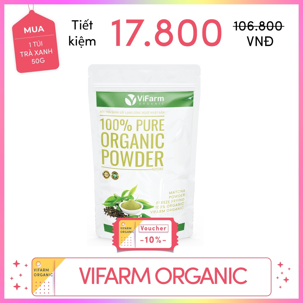 Bột Trà Xanh Matcha Nguyên Chất 50g Sấy Lạnh Công Nghệ Nhật Bản, Bột Matcha Trà Xanh Làm Bánh, Đắp Mặt