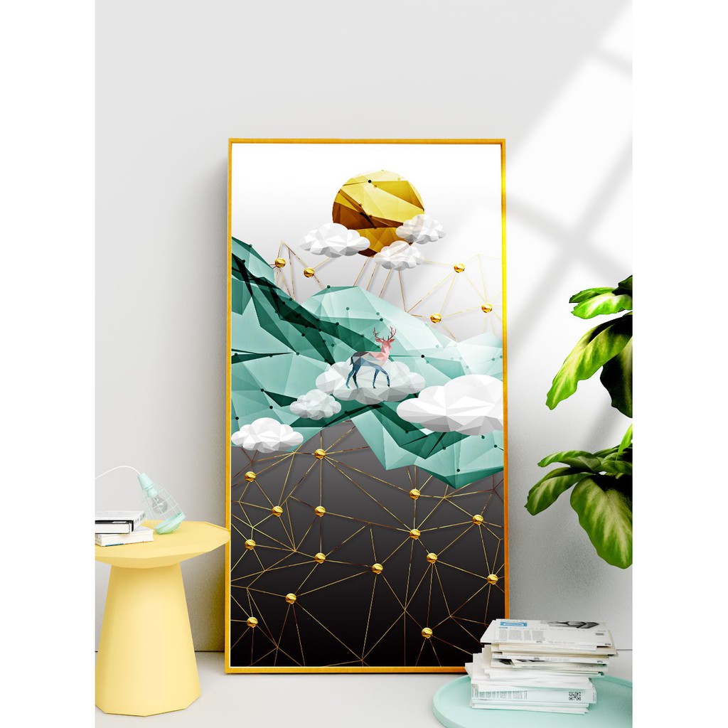 Tranh Tráng Gương CAO CẤP Tranh 3D Đơn Công Phượng Hươu Nai Treo Phòng Khách, Tranh Phong Thuỷ, Phong cách Bắc Âu Decor