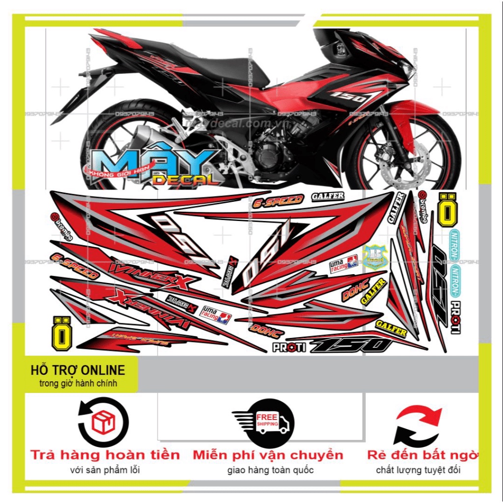 TEM XE WINNER X ĐỎ ĐEN 30365 -- SHIN DECAL 2